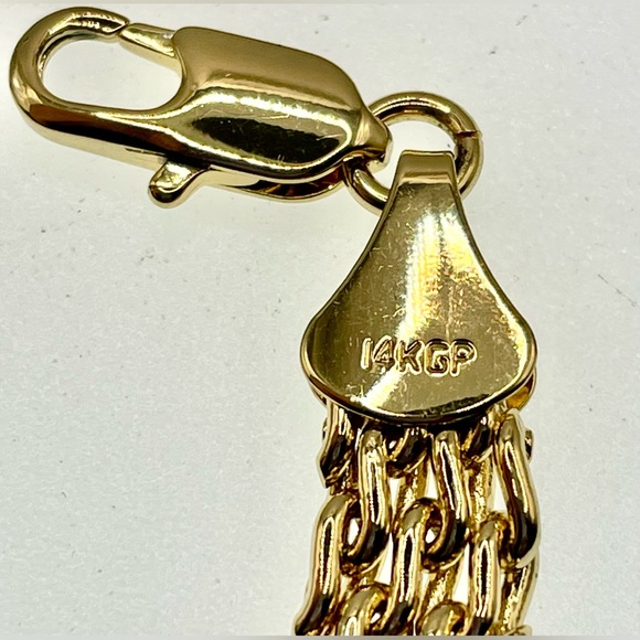 Vintage Signed 14KGP Linked Necklace Choker - Picture 4 of 8